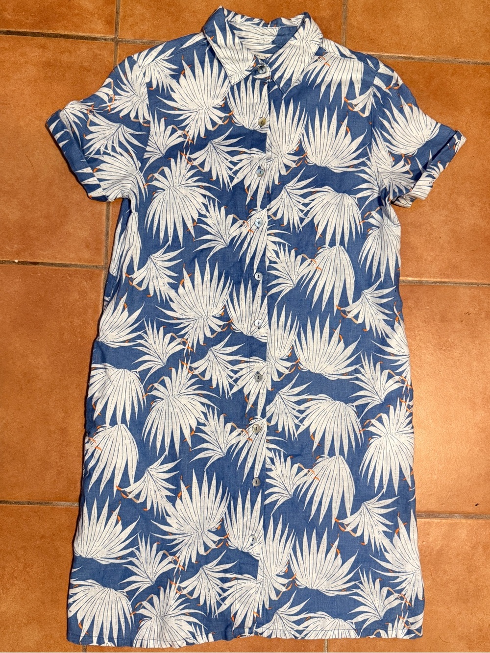 Rachel Zoe Blue and White Palm-Print Mini Dress Size XS